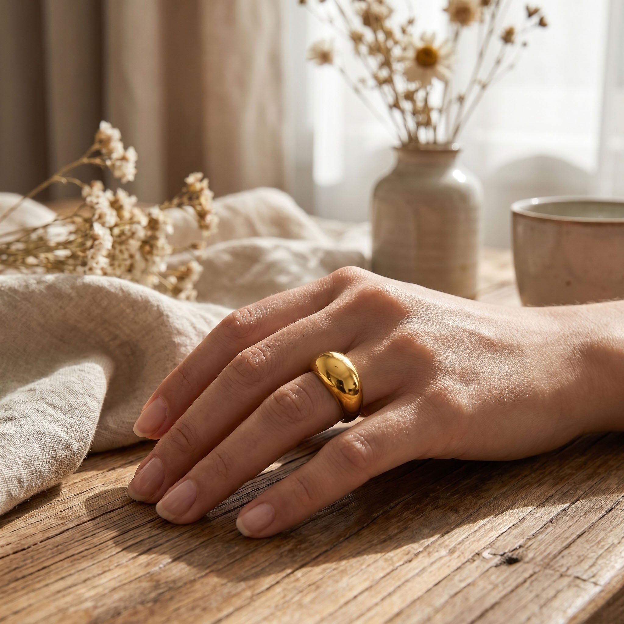 Anello bold oro indossato