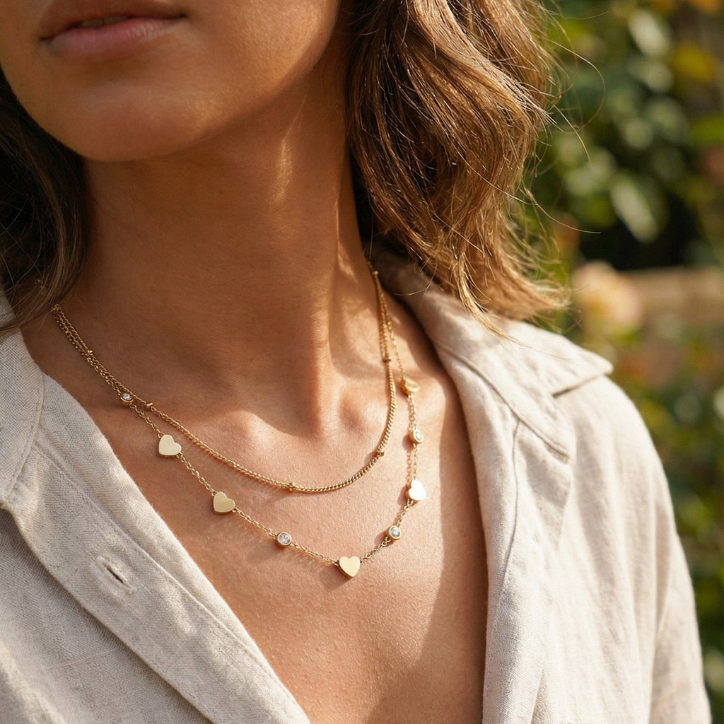 Collana Expression Cuori - indossato