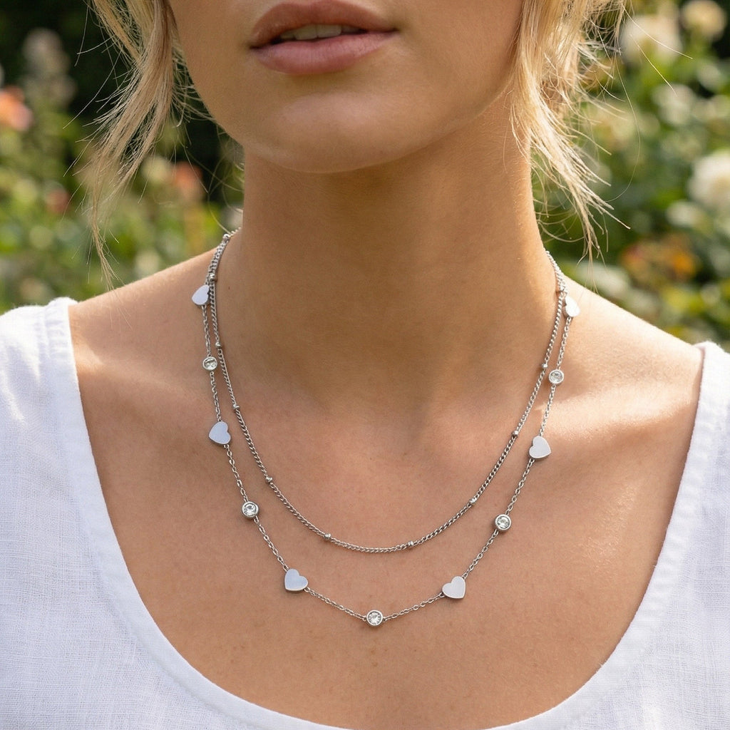 Collana Expression Cuori - indossato
