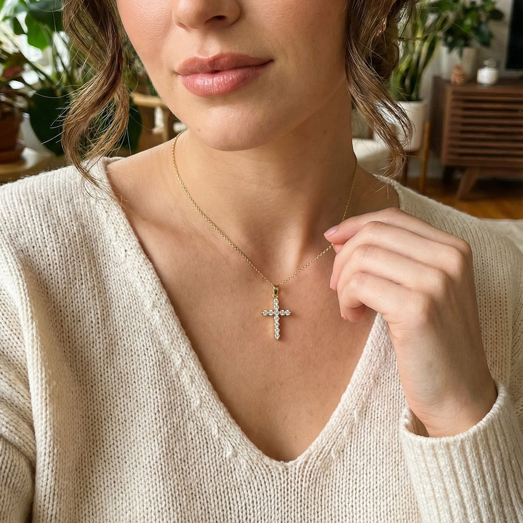 Collana Fede Brillante - indossato
