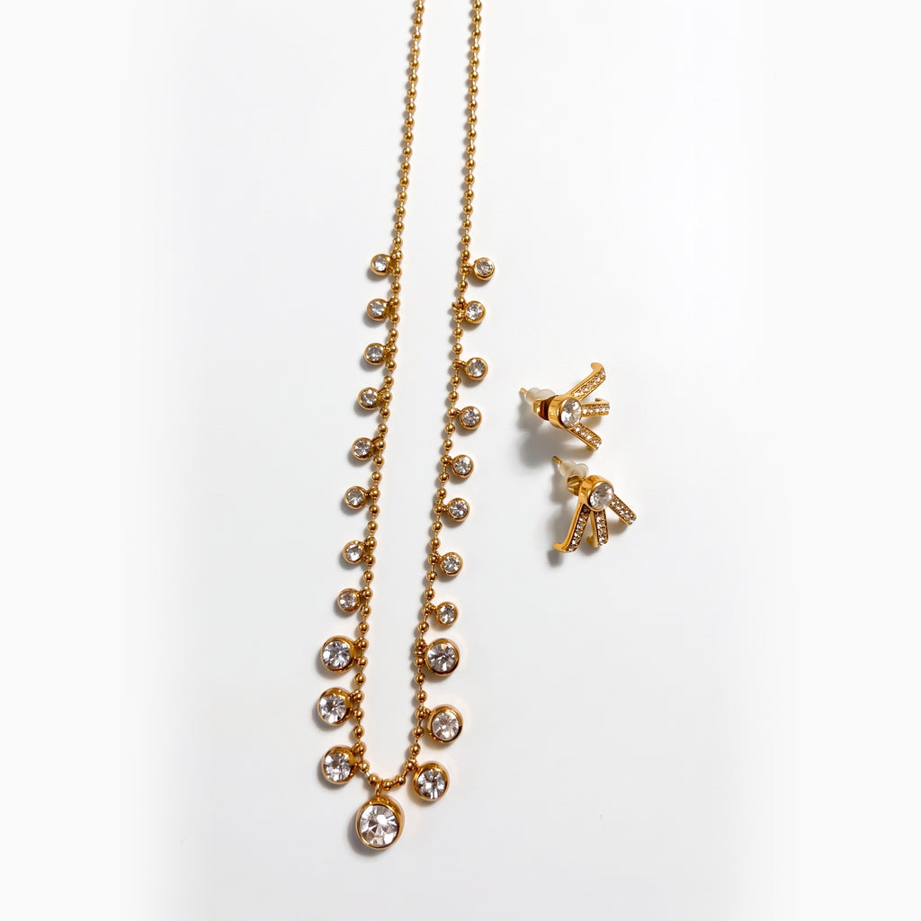 Parure Aurora: collana e orecchini con zirconi